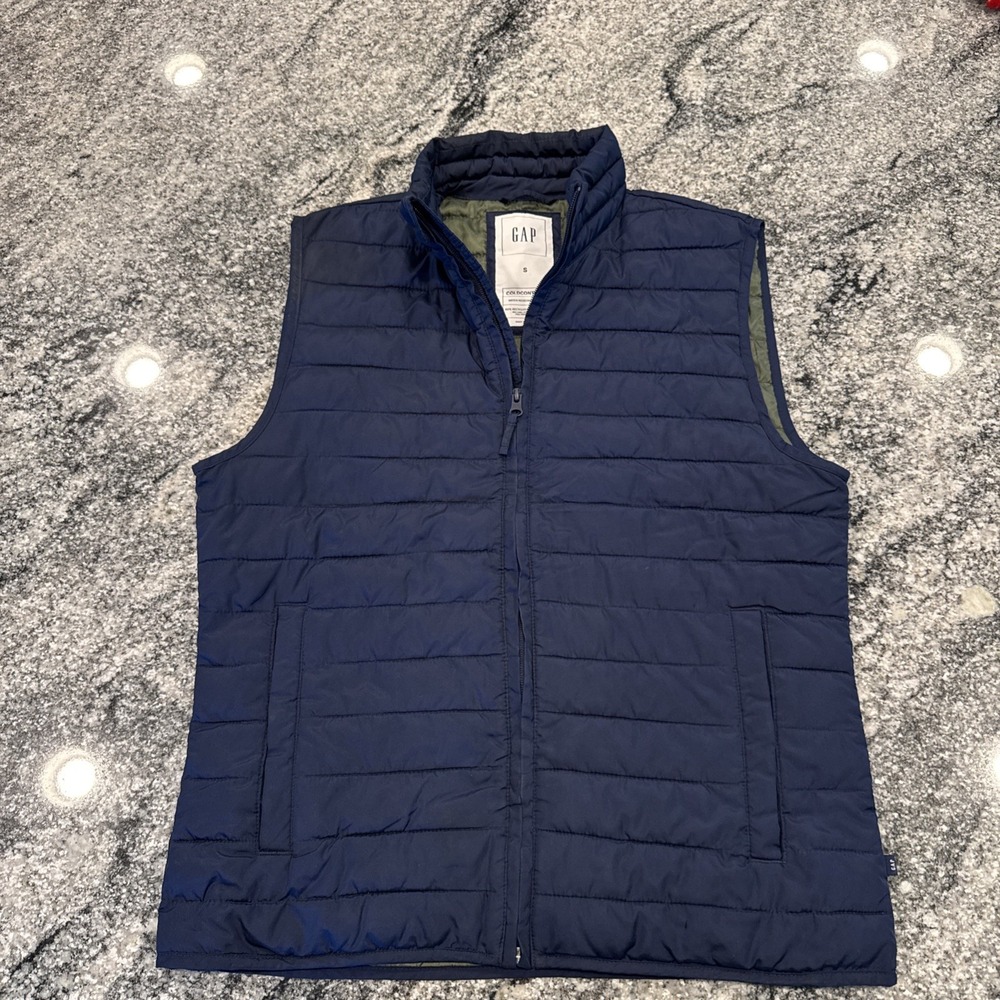 Gap Cold Control Quilted Vest Water Resistant Windproof Ripstop Blue Mens Small